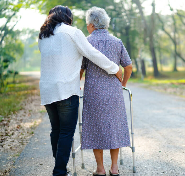 two person walking outdoor